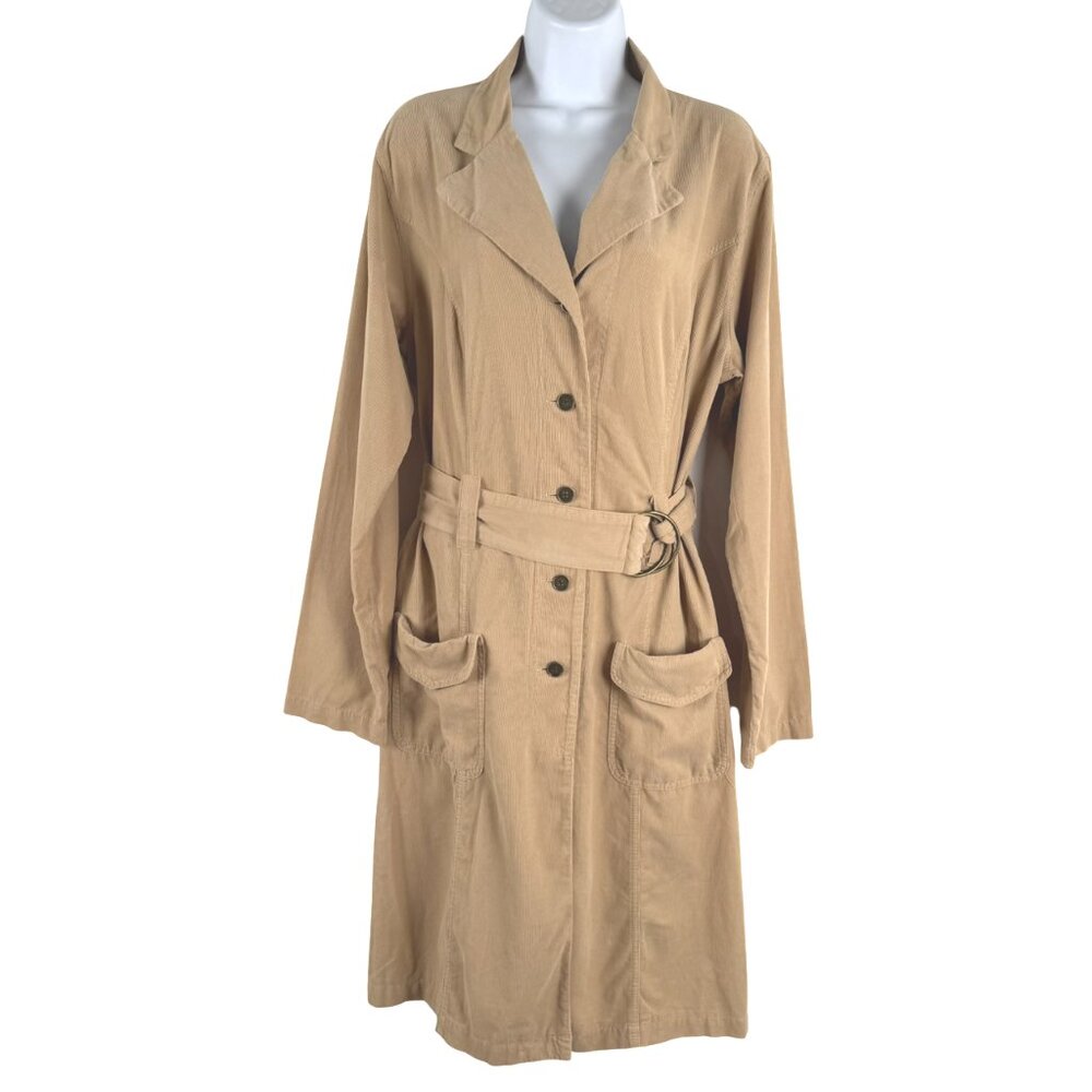 Wearable Corduroy Jacket Dress XL Tan Cotton Belted Cotton NWT DR-1777